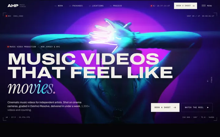 ahpmusicvideos.com, the top of the page