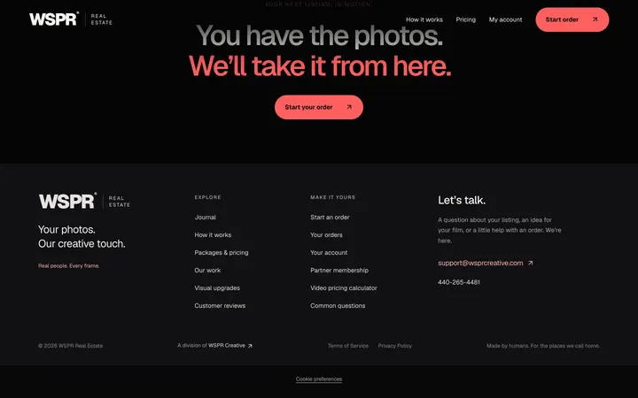 wsprrealestate.com, the footer