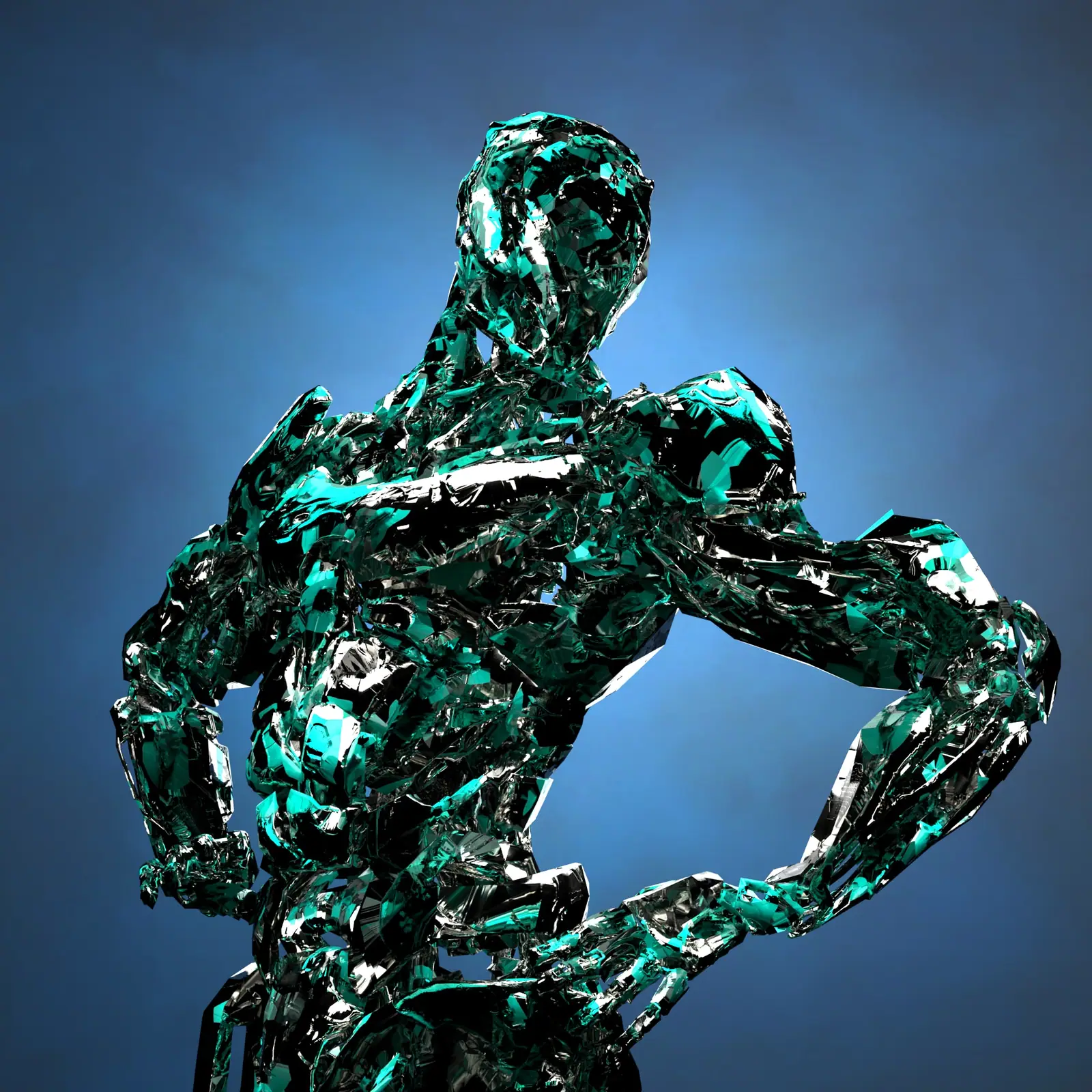 A chrome droid