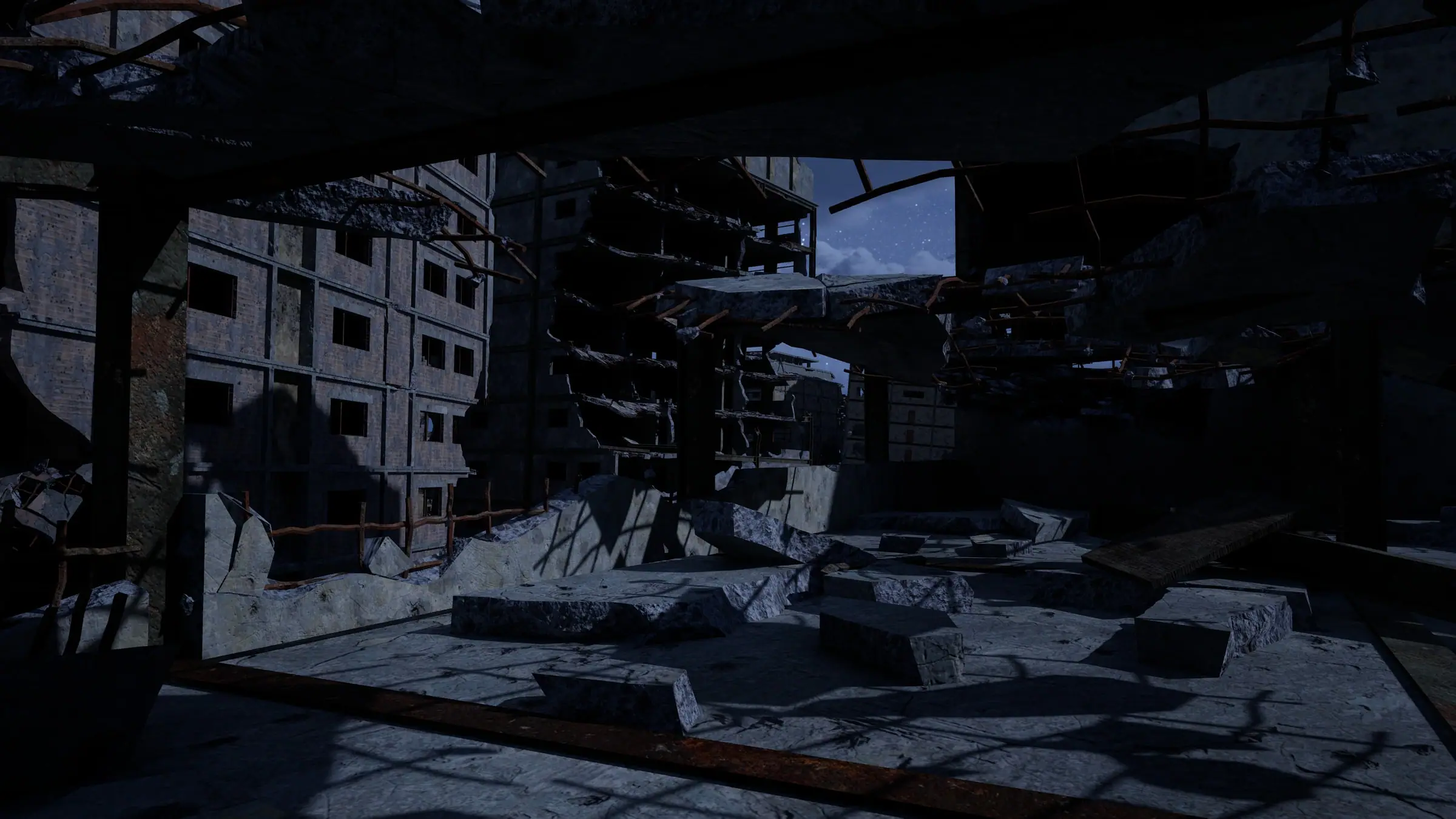 Inside a bombed-out building