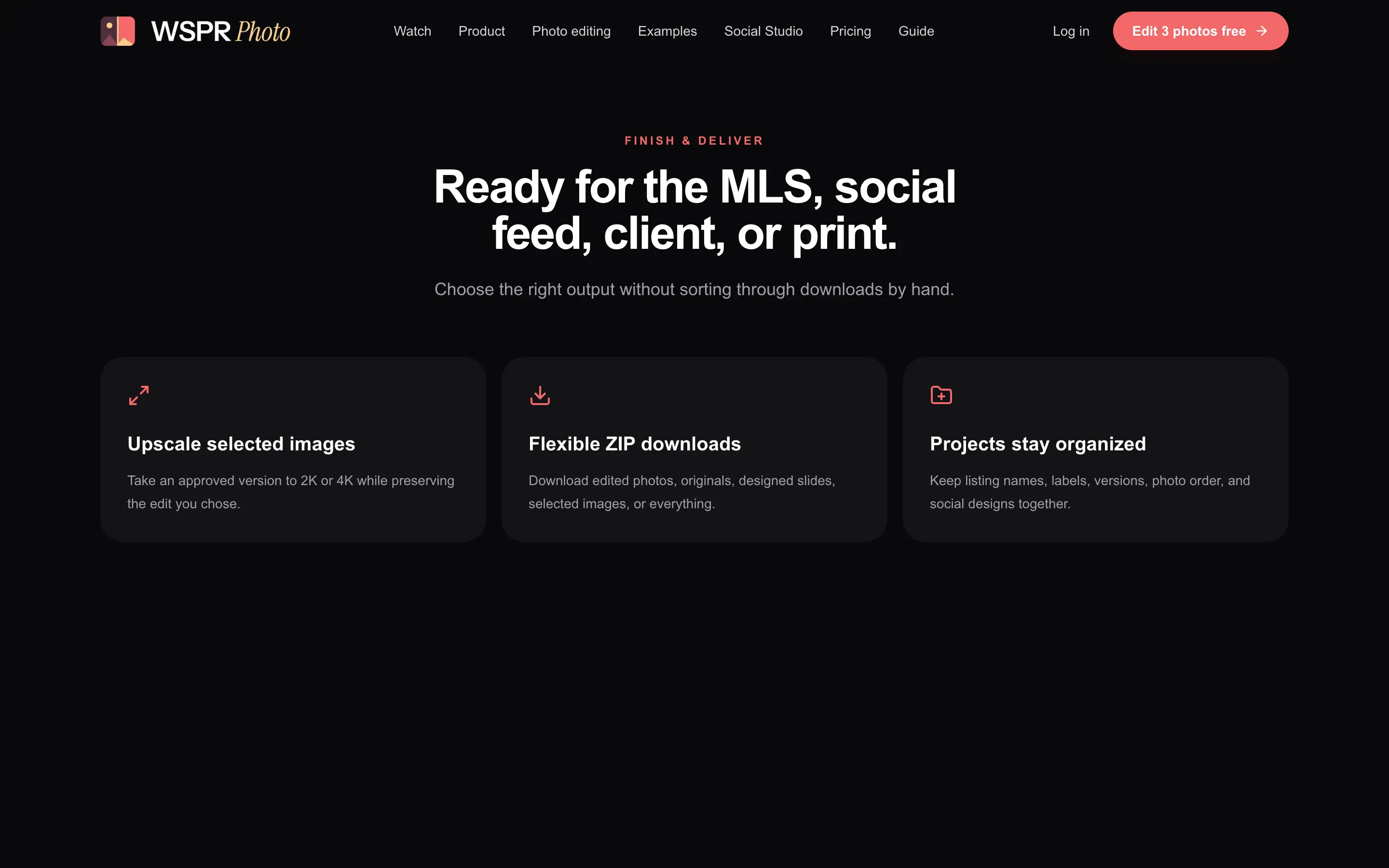 Finish and deliver: 2K and 4K upscales, ZIP downloads, organized projects